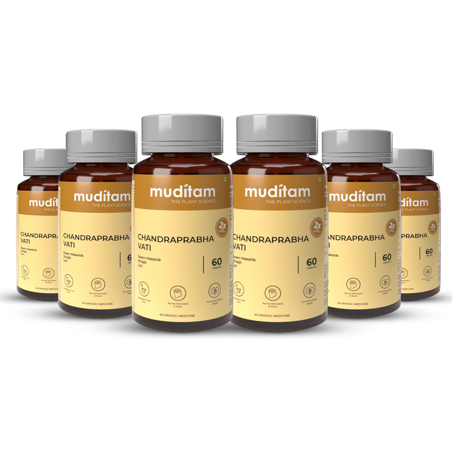 Muditam Chandraprabha Vati | Health supplement to manage Blood Sugar | Pack of 6 Bottles | 360 Tablets
