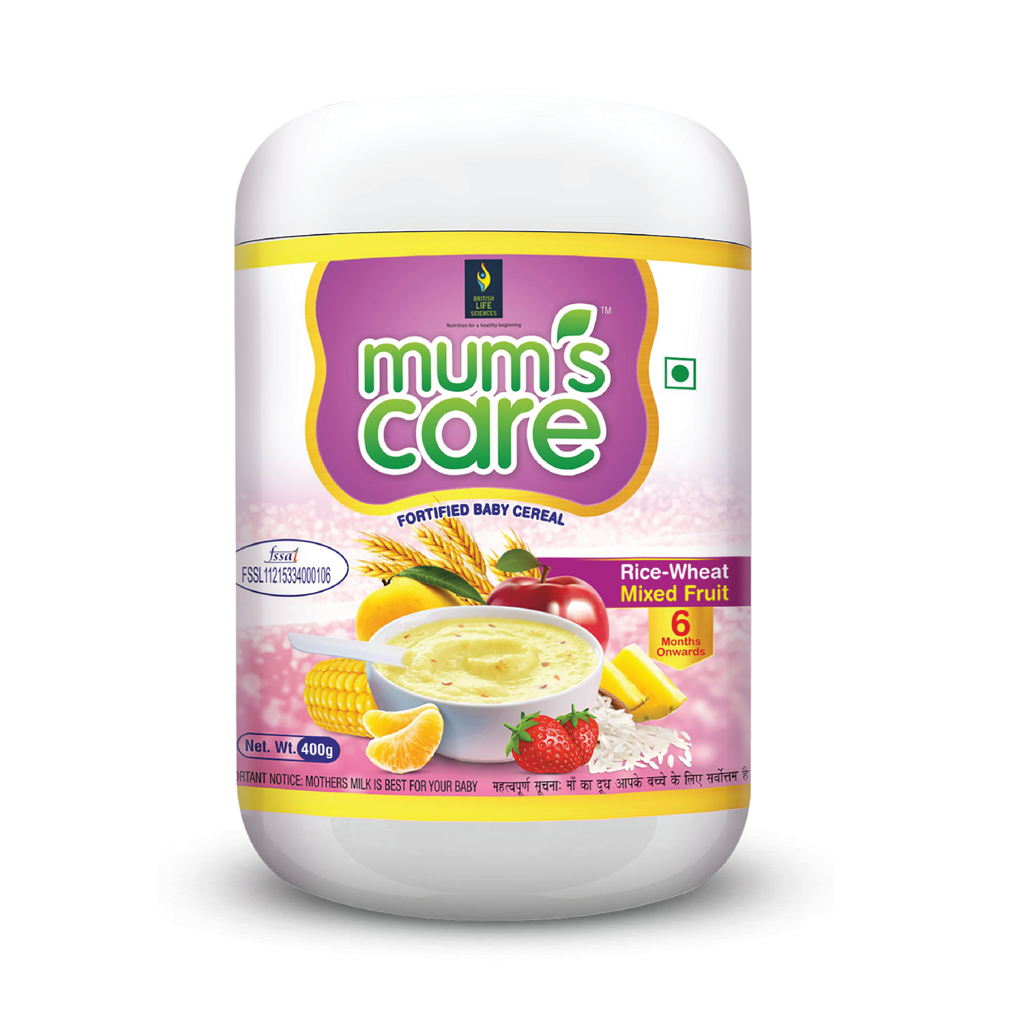 Mums Care Organic baby cereal | From 6 months | Organic cereal | 23 Essential vitamins & Minerals | 300gm | Mixed Fruit