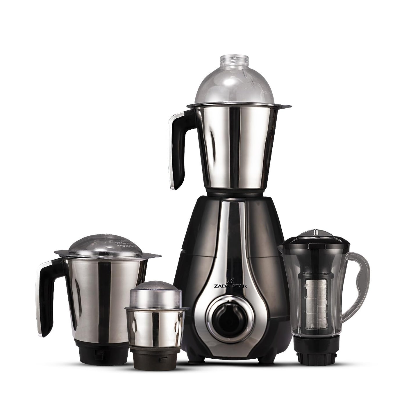 ZADASTAR ZS EXOTIC 750W Juicer Mixer Grinder | 4 Jars | Black and Silver | Overload Protection | 1 Year Replacement Warranty
