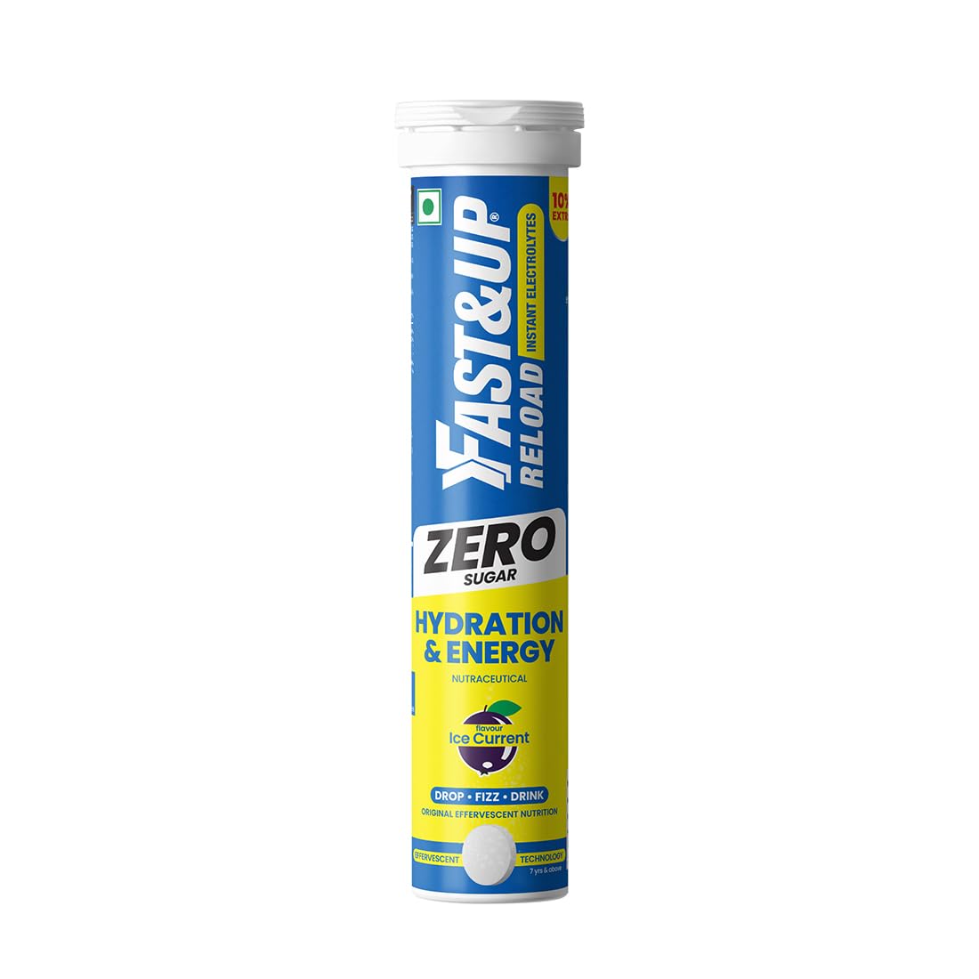 Reload Zero - Zero Sugar Instant Energy & Hydration Drink - Ice Current Flavour - 20 Effervescent Tablets