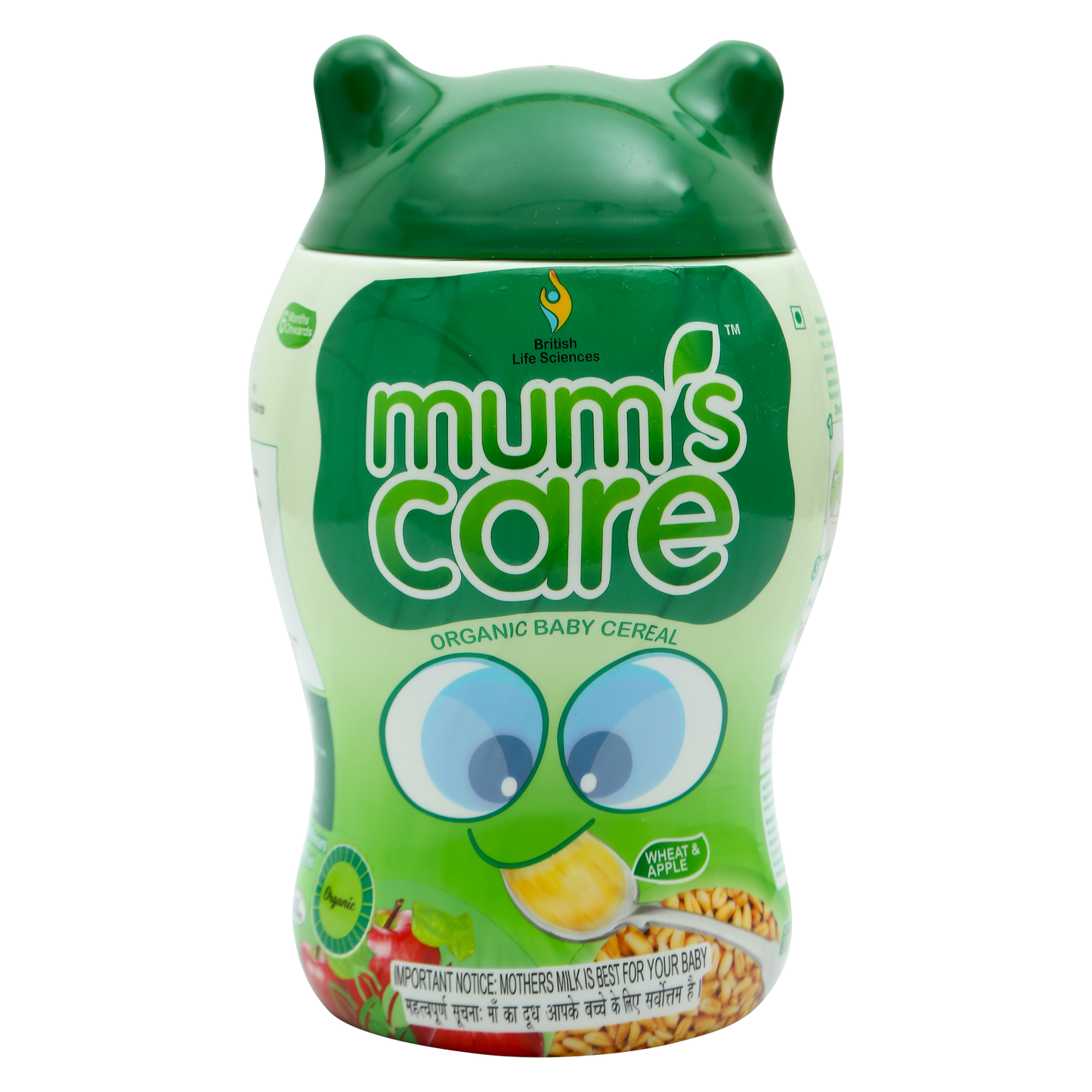 Mums Care Organic baby cereal | From 6 months | Organic cereal | source of Protein & fiber | 300gm | Wheat & Apple