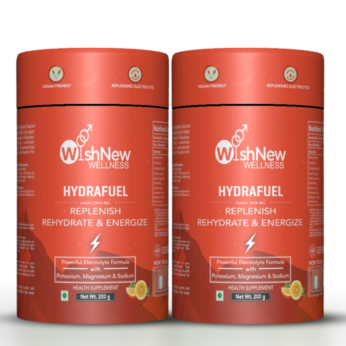 WishNew Wellness HydraFuel: Prime Electrolyte Energy Workout Drink Mix | Get Daily Hydration & Instant Energy Boost | Tangy Orange with natural Sweetness| 20 Sachets | Suitable for Men & Women Pack of 2
