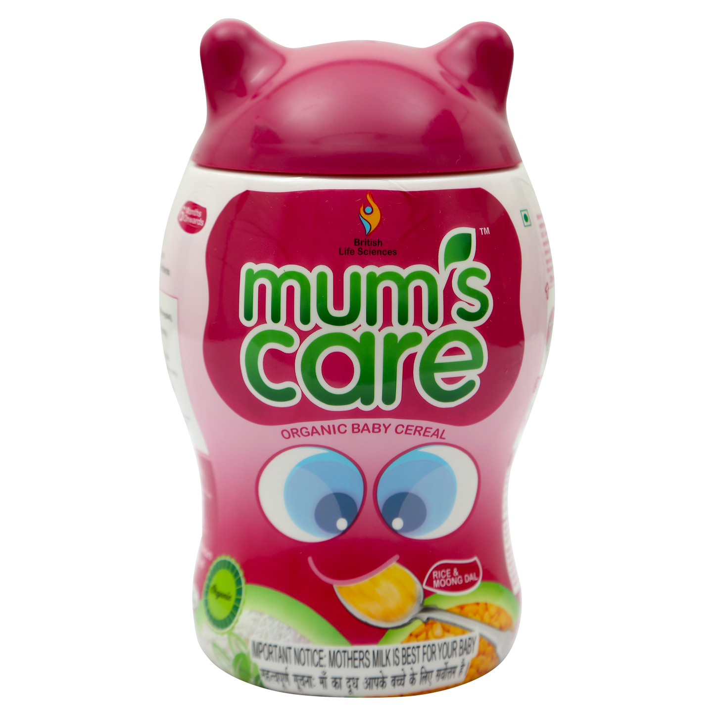 Mums Care Organic baby cereal | From 6 months | Organic cereal | source of Protein & fiber | 300gm | Rice & Moongdal