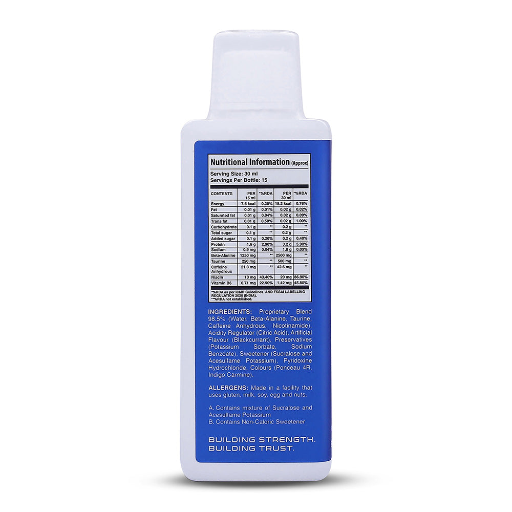 Apex Vitals Alpha 1 Liquid Pre Sports RTD|Made In Europe|FDA,EFSA & FSSAI Certified|Natural Spring Water(Mohai Agnes),Beta Alanine,Taurine,Naicin & Caffeine|Energy,Focus & Performance|BlackCurrant Flavour