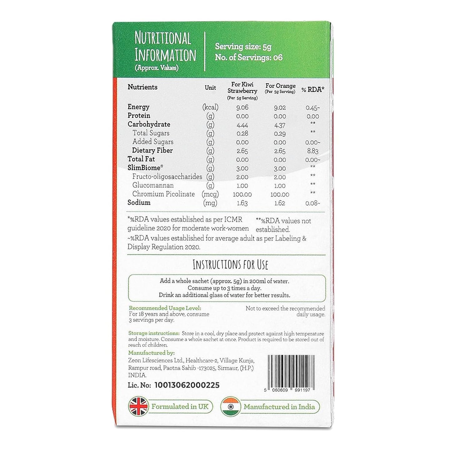 GoFigure Pre Meal Supplement Powder Shot Orange & Kiwi Strawberry Flavor, 6 Sachets (5g Each) | Slimbiome for Weight Loss & Weight Management, Metabolism Support | Appetite Control for Men & Women