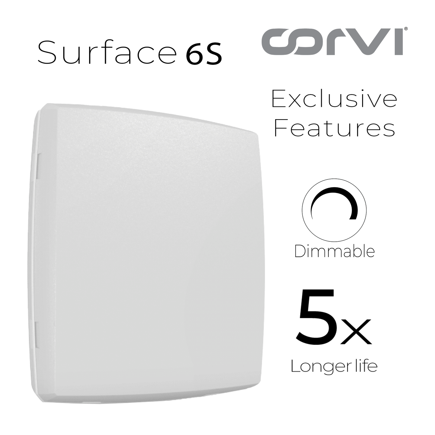 CORVI LED Surface 6S Square 15W | Dimmable, Driverless Ceiling Panel Light | Slim, Full Glow, No False Ceiling Required | White 5700K (Pack of 2)