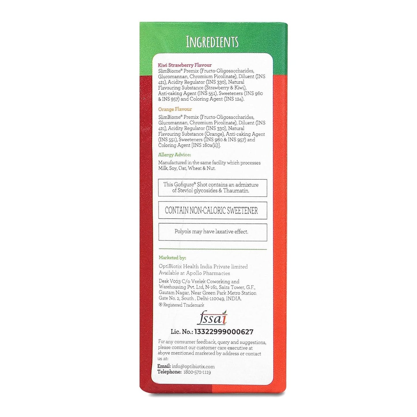 GoFigure Pre Meal Supplement Powder Shot Orange & Kiwi Strawberry Flavor, 6 Sachets (5g Each) | Slimbiome for Weight Loss & Weight Management, Metabolism Support | Appetite Control for Men & Women