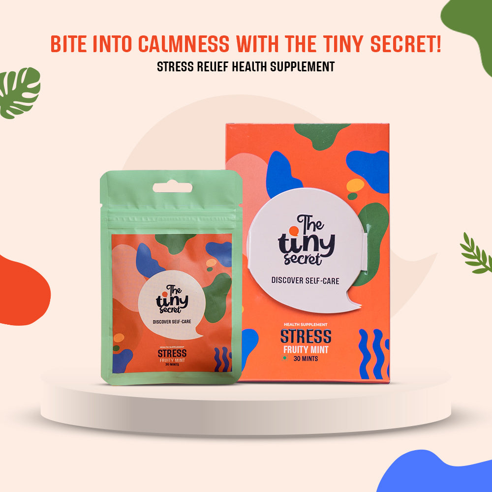 The Tiny Secret Stress Relief Fit Mints | Promotes Relaxation & Calm Mind | Helps Release Stress & Anxiety | With Goodness of Researched Herbal extracts | Fruity Flavour | 30 Mints Pack of 2