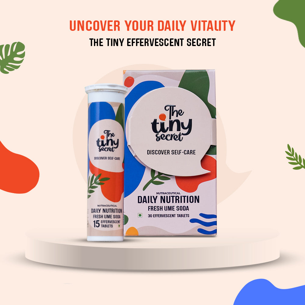 The Tiny Secret Daily Nutrition Effervescent Tablets | Supports Overall Health | Zero Sugar & Low Fat & Calorie | 8 Superfoods & 24 vitamins & Minerals | Fresh Lime Soda Flavour | 15 Tablets (2 Pack)