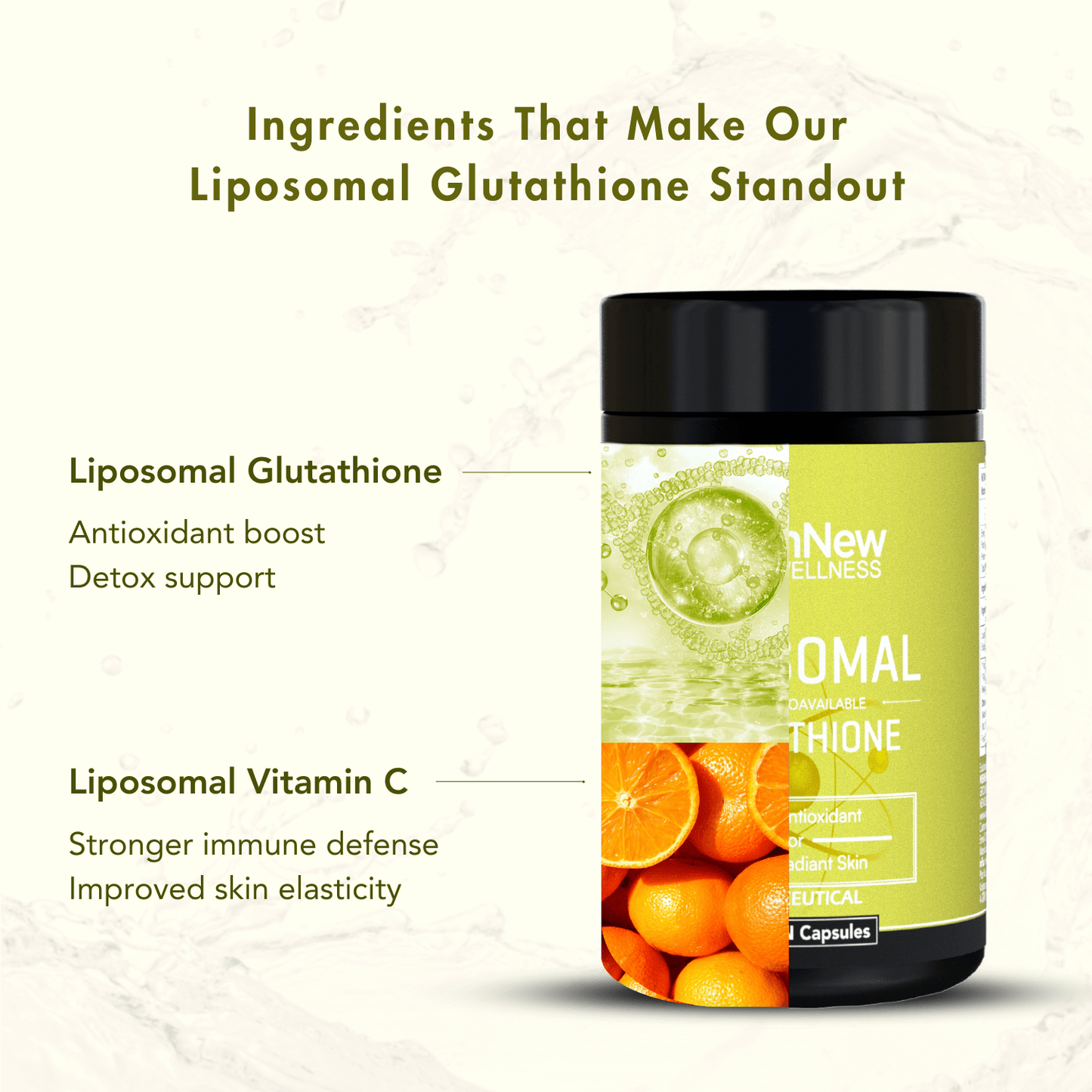 Wishnew Wellness LIPOSOMAL GLUTATHIONE Capsules - For Youthful & Radiant Skin | Immune Health | 30 Vegetarian Capsules - With Enhanced Bioavailability & Antioxidant Support | Suitable for Men & Women