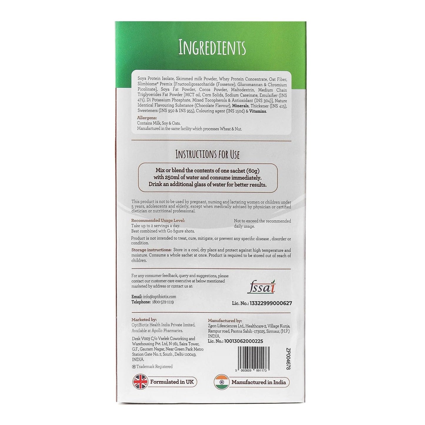 GoFigure Meal Replacement Shake 3 x 60g Sachets | Slimbiome Protein Powder for Weight Loss & Gut Health | Creamy Chocolate Flavor | Energy, Metabolism Support | Weight Management Drink for Men & Women