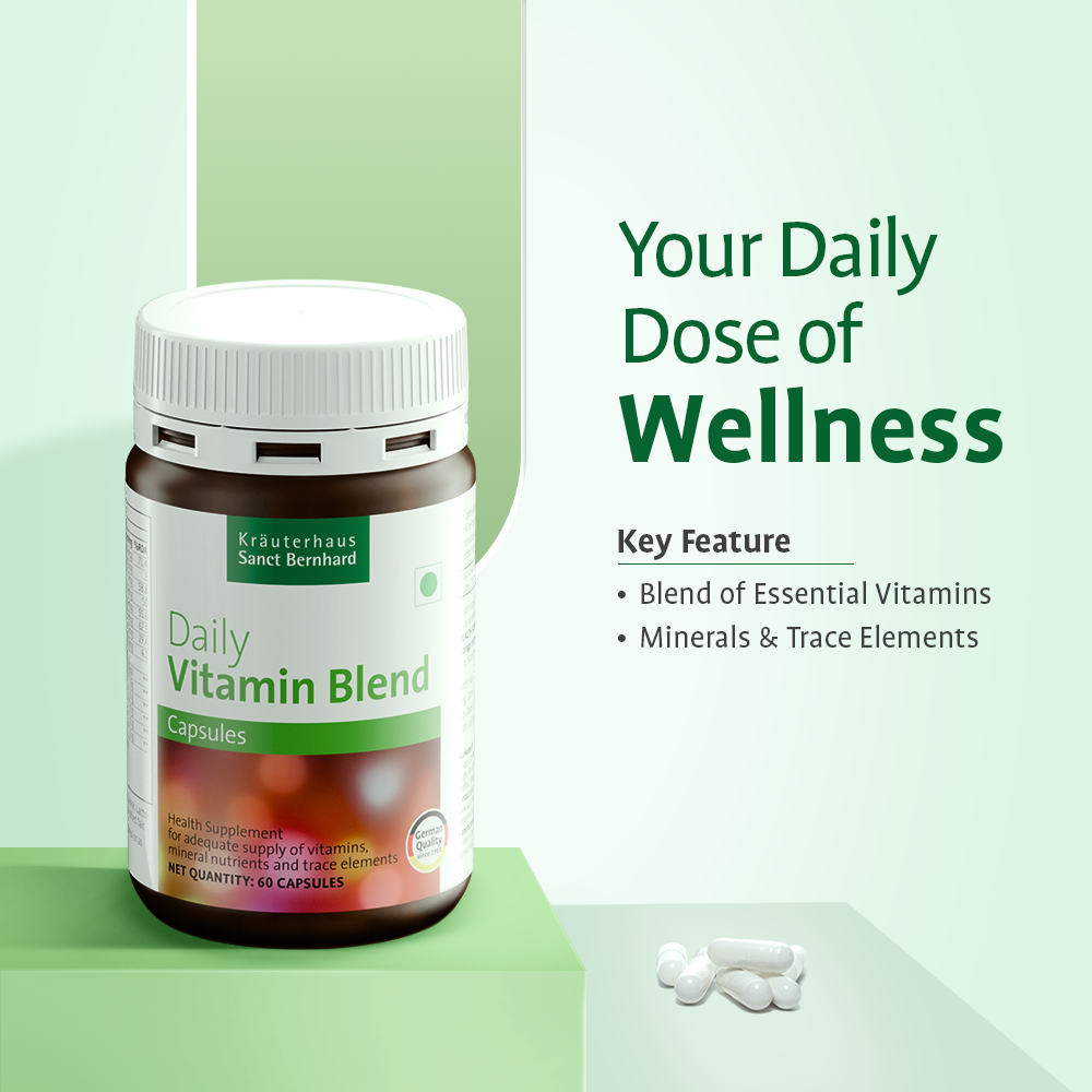 Sanct Bernhard Daily Vitamin Blend | Immune Support with Vitamins C, D & Zinc | Energy Boost with B12 & B6 | Bone & Heart Health | Antioxidant Protection | Supports Skin, Hair & Nails | 60 Caps