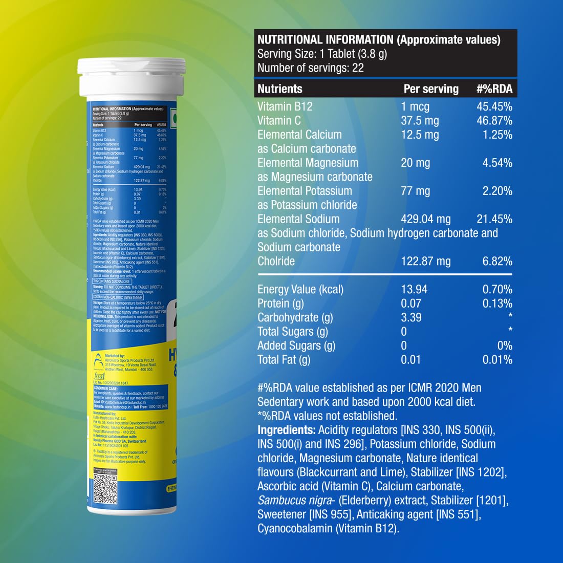 Reload Zero - Zero Sugar Instant Energy & Hydration Drink - Ice Current Flavour - 20 Effervescent Tablets