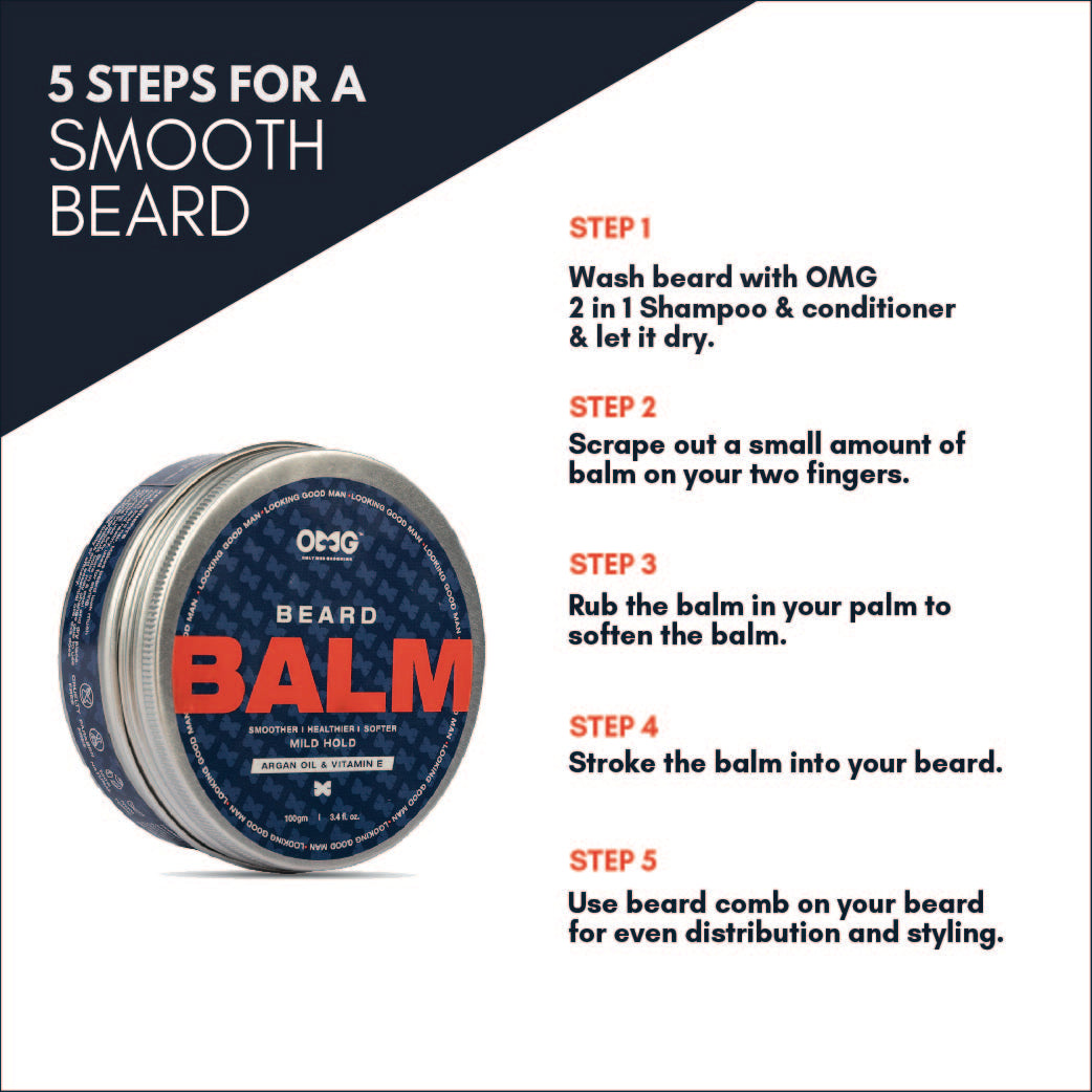 OMG Beard Balm 100gm | Agran Oil | Enriched with Vitamin E | for Mild Hold | for Smoother Healthier Softer Beard Hair | 100% Natural Ingredients
