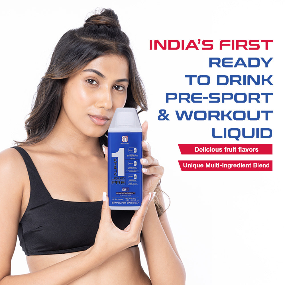 Apex Vitals Alpha 1 Liquid Pre Sports RTD|Made In Europe|FDA,EFSA & FSSAI Certified|Natural Spring Water(Mohai Agnes),Beta Alanine,Taurine,Naicin & Caffeine|Energy,Focus & Performance|BlackCurrant Flavour