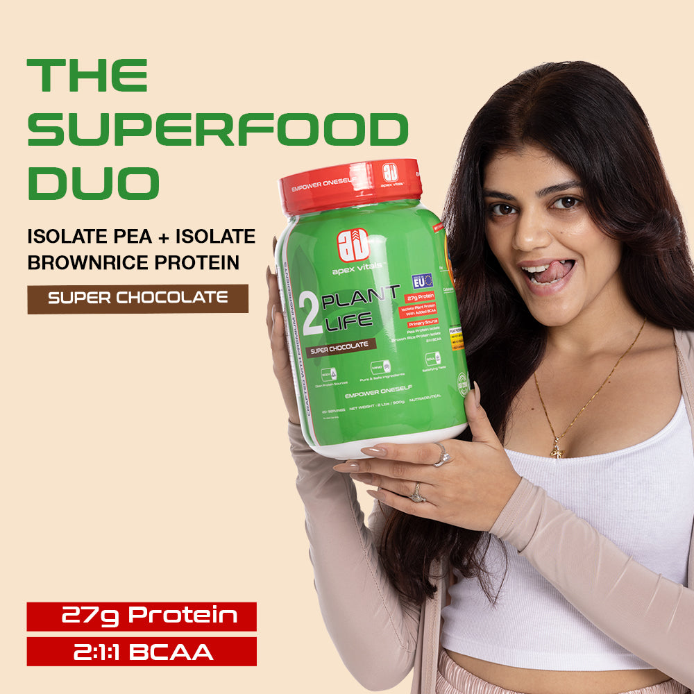 Apex Vitals 2 Plant Life| Plant Protein Powder for Men & Women| Organic Pea & Brown Rice Isolate| 27g protein + 2000mg BCCA| Made in EU| FDA, EFSA & FSSAI Approved| Super Chocolate- 2 lbs.
