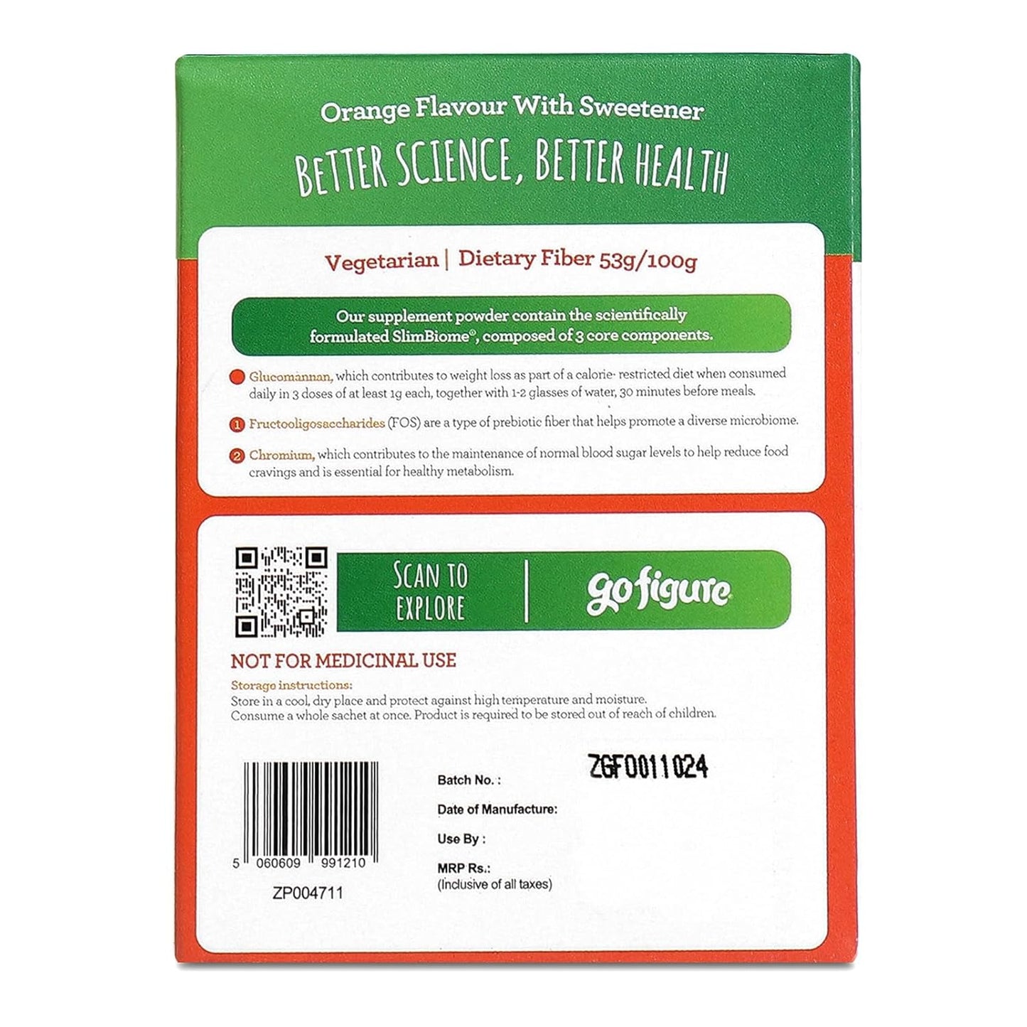 GoFigure Pre Meal Supplement Powder Shot Orange Flavor, 21 Sachets (5g Each) | With Slimbiome for Weight Loss & Weight Management, Metabolism Support | Natural Appetite Control for Men & Women