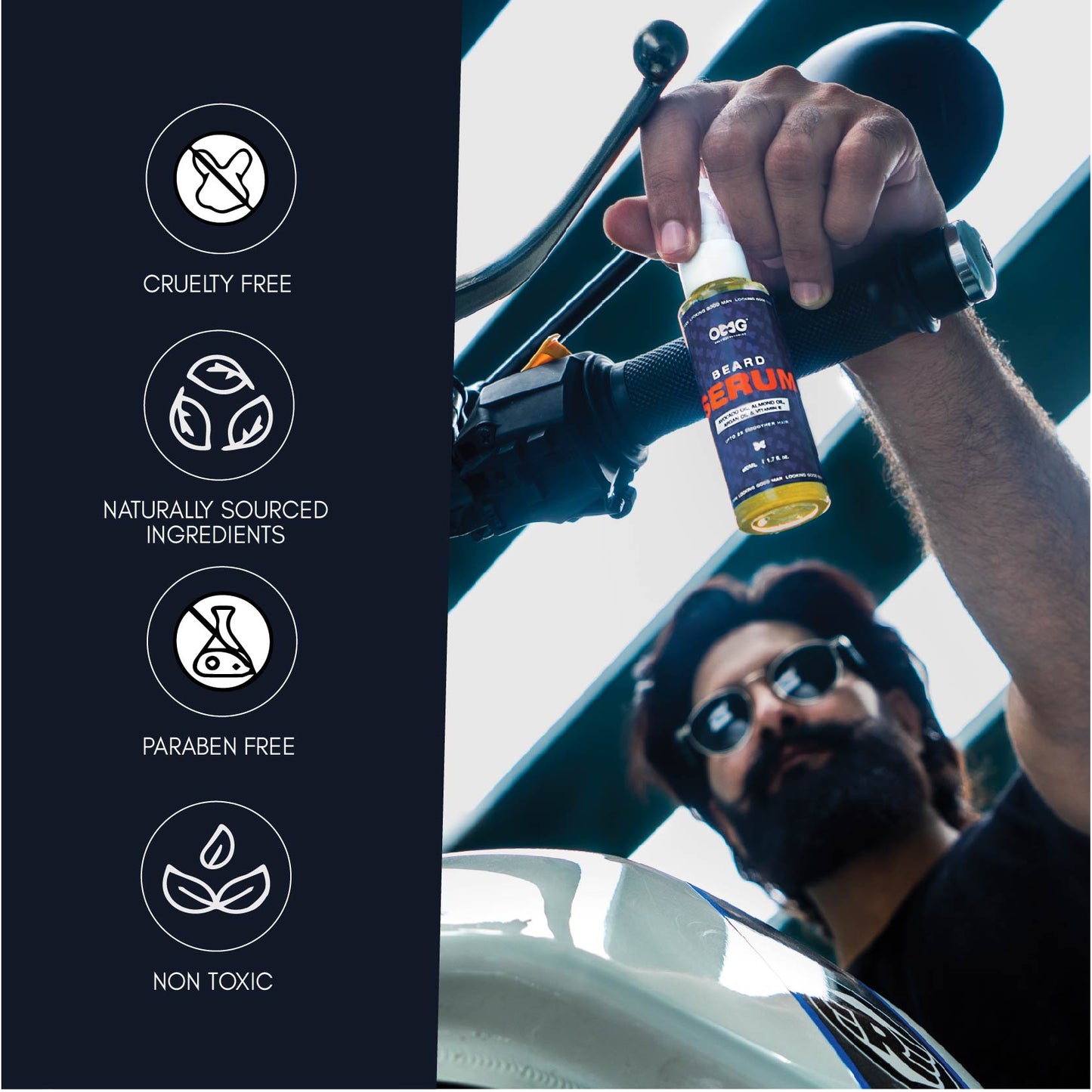 OMG Buy 1 Get 1 Beard Serum 50ml +50ml | Upto 2x Smoother Hair | Enriched with Vitamin E | for Hair Growth | Reduces Dandruff | 100% Natural Ingredients
