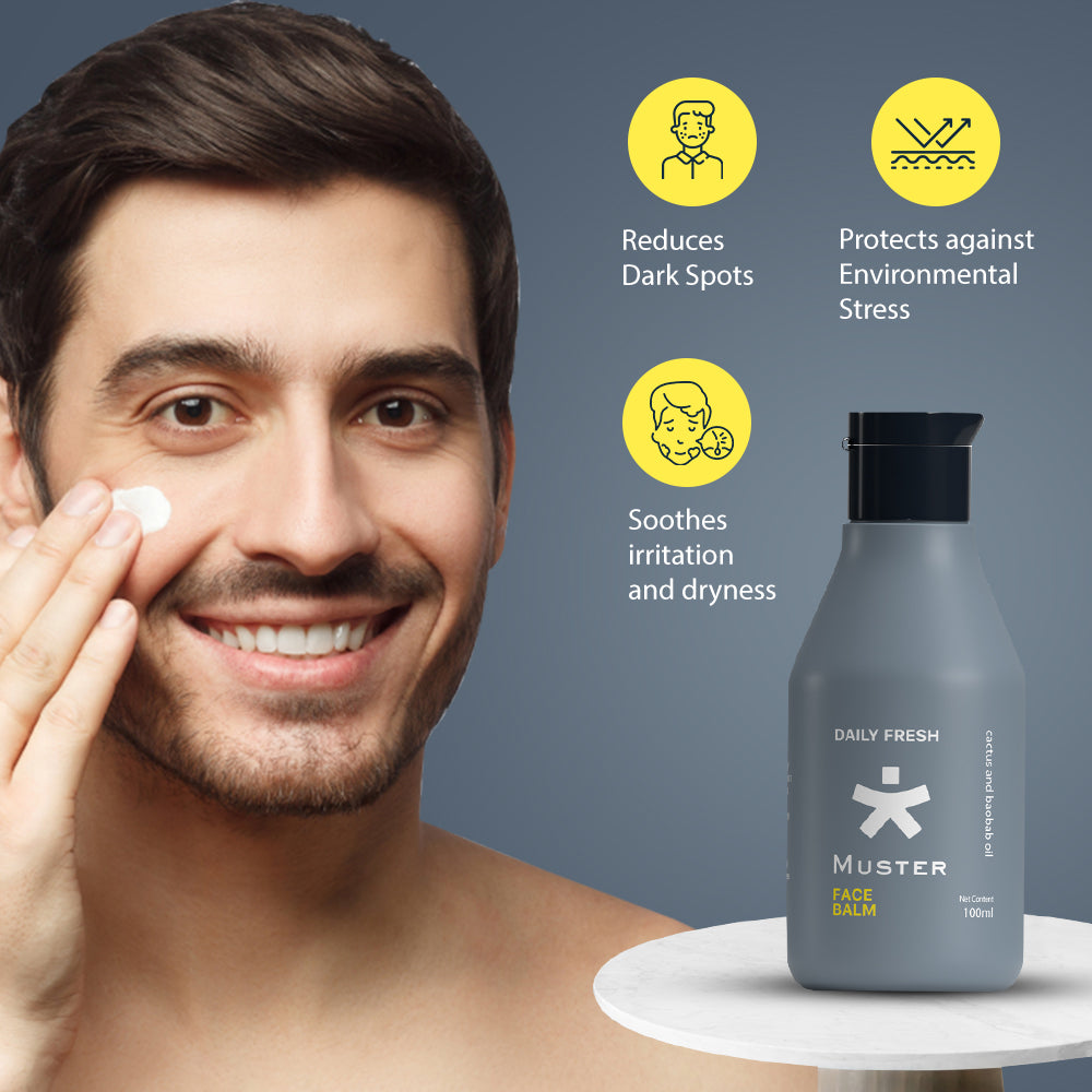 Muster Men Combo - Deo Stick & Face Balm | Aluminum-Free Deo Stick | Anti-Odour Formula | All-Day Freshness | Daily Fresh Face Balm | Post-Shave Care | Soothes Irritation | Gift Hamper for Men