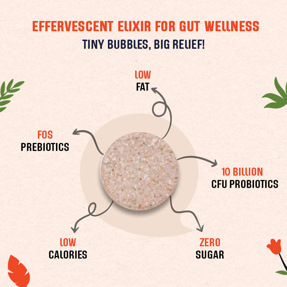 The Tiny Secret Gut Health Jaljeera Flavoured Fizz | Pack of 30 Fizz Tablets | 10 Billions Cfu Probiotics | Pre Probiotic Supplement | With Goodness of black pepper & Cinnamon |Best Gut Health Supplement | Zero Sugar, Low fat & Low Calorie |