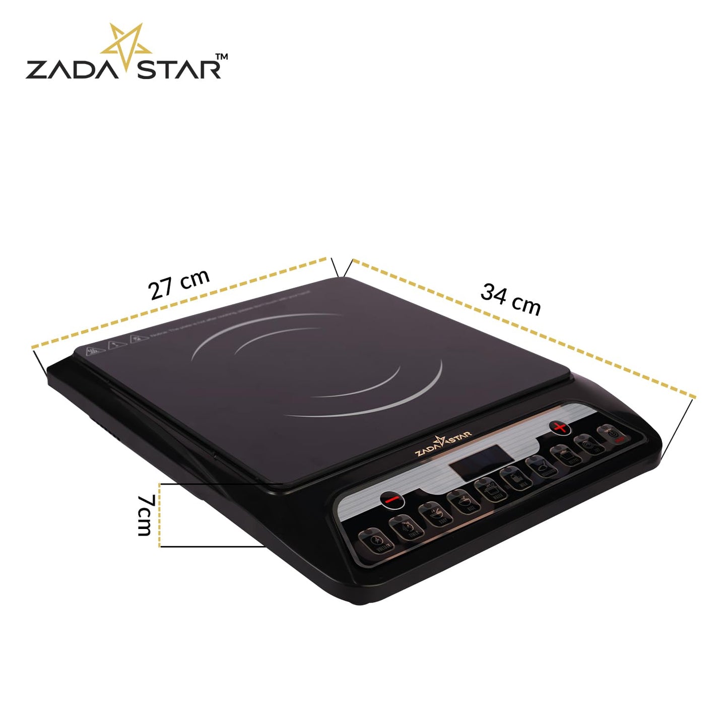 ZADASTAR ZS ELITE 2000 Watts Induction Cooktop | Soft Push Button Control | 7 Cooking Functions | Built-in Timer | Auto Shut-off Safety Feature | BIS Certified