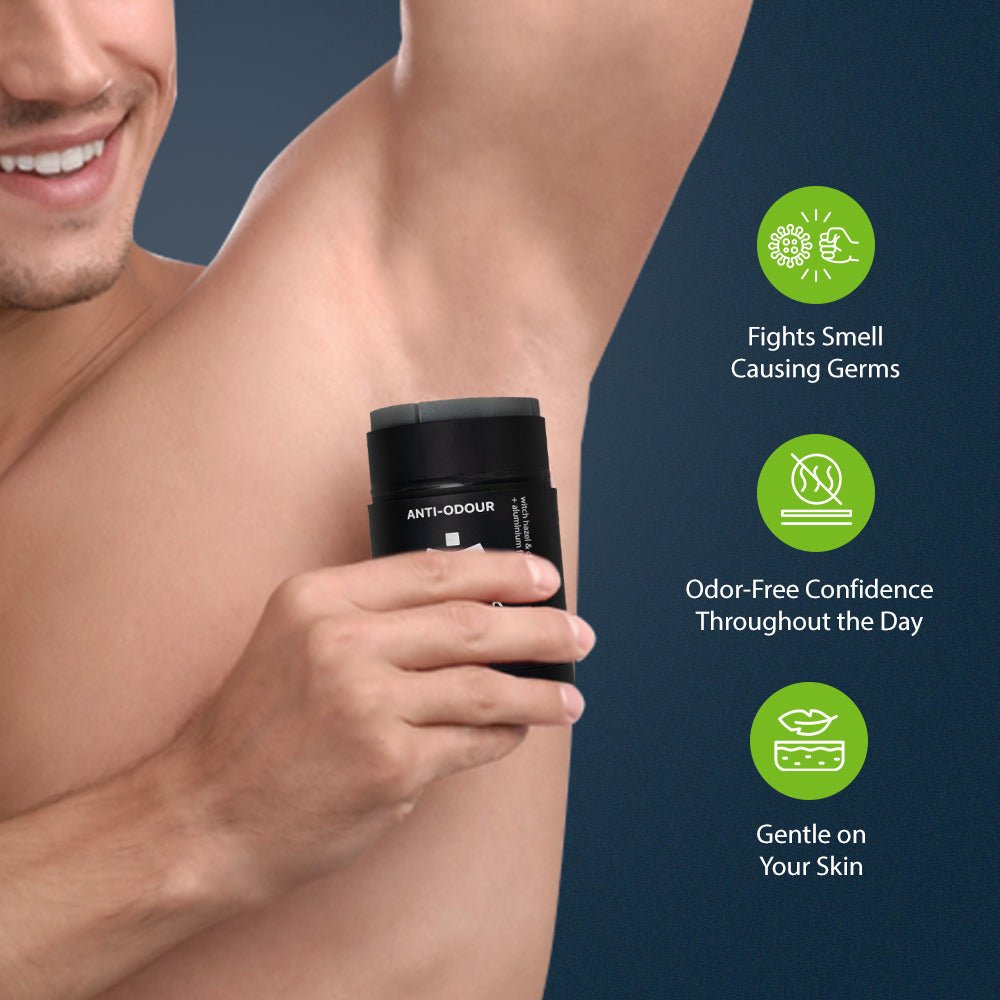 Muster Men Combo - Deo Stick & Hair & Body Gel | Aluminum-Free Deo Stick | Anti-Odour Formula | All-Day Freshness | Aloe Vera Hair & Body Gel | Gentle Care for Hair & Body | Men Grooming Essentials