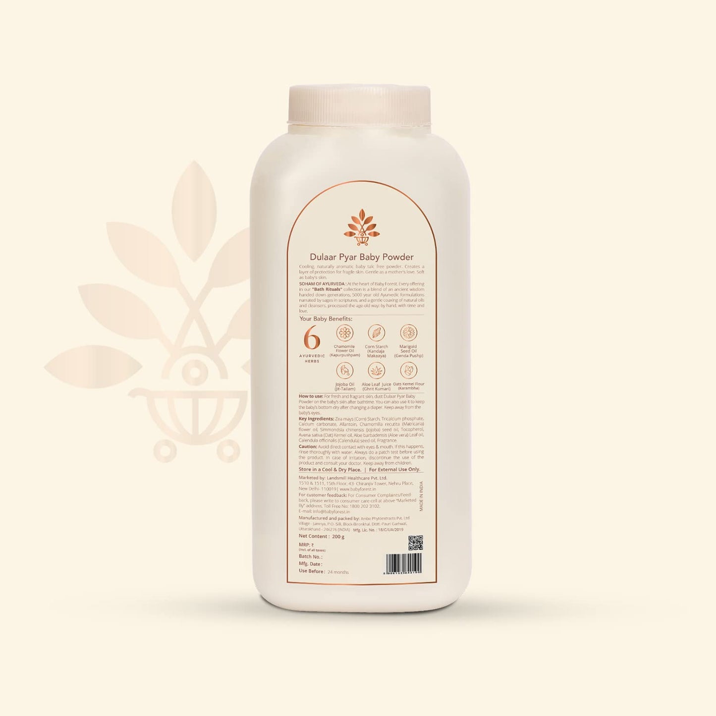 BABY FOREST Dulaar Pyar Talc-Free Baby Powder 200 gm with Komal Kawach Diaper Rash Cream 100 gm