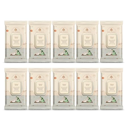 Baby Forest Mulmul Baby Wipes, Ultra-soft, Water-based, 3X thicker and softer wipes 72 Wipes, Pack of 10