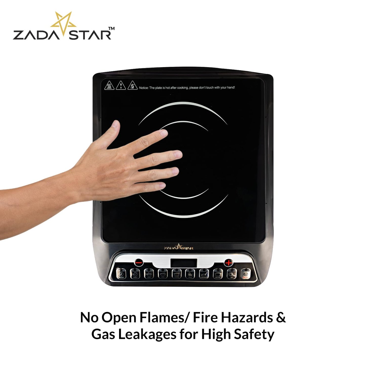 ZADASTAR ZS ELITE 2000 Watts Induction Cooktop | Soft Push Button Control | 7 Cooking Functions | Built-in Timer | Auto Shut-off Safety Feature | BIS Certified