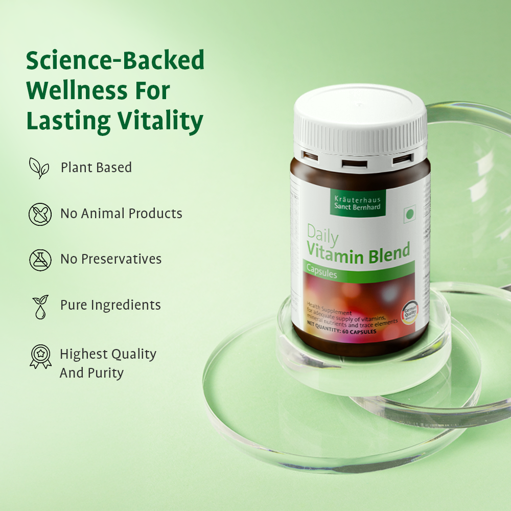 Sanct Bernhard Daily Vitamin Blend | Immune Support with Vitamins C, D & Zinc | Energy Boost with B12 & B6 | Bone & Heart Health | Antioxidant Protection | Supports Skin, Hair & Nails | 60 Caps
