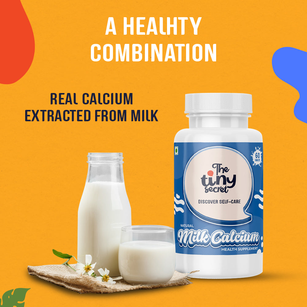 The Tiny Secret Natural Milk Calcium Tablets | Supports Bone, Teeth & Gum Health | With Dual Absorption Mechanism | Fortified With vitamin D3 | 60 Tablets