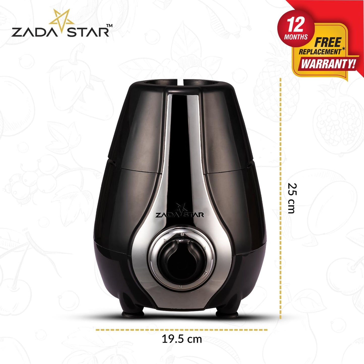 ZADASTAR ZS EXOTIC 750W Juicer Mixer Grinder | 4 Jars | Black and Silver | Overload Protection | 1 Year Replacement Warranty