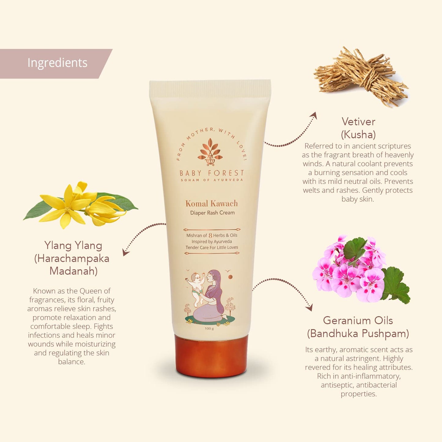 BABY FOREST Dulaar Pyar Talc-Free Baby Powder 200 gm with Komal Kawach Diaper Rash Cream 100 gm