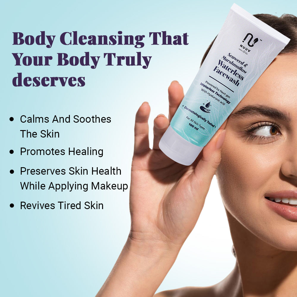 Nuuv Essential Combo - Tulsi & Green Tea Facewash & Waterless Facewash | Daily Glow Duo | Vegan | Paraben-Free | Glow and Hydration | For All Skin Types | 100ml + 100ml