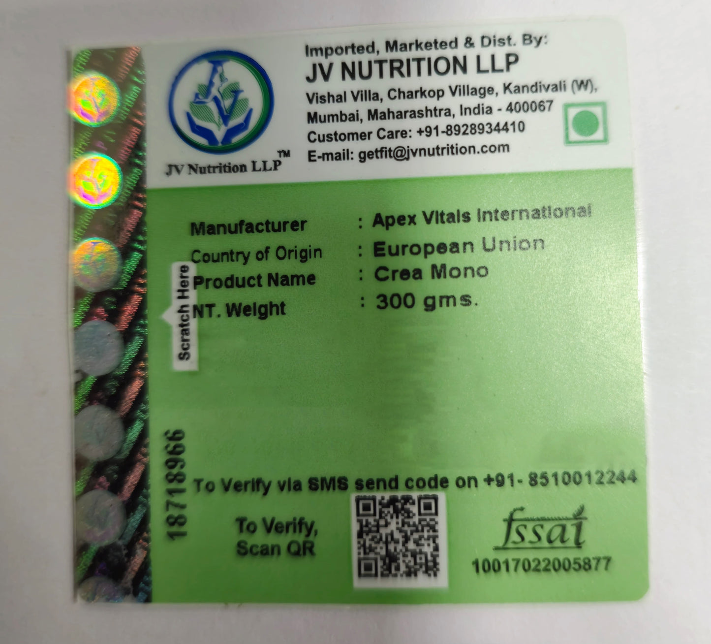 Apex Vitals Crea Mono Micronized Creatine Monohydrate 300 G - 100 Ser | German Made | Pharma Grade | Made In Europe | FDA,EFSA & FSSAI Certified | 200 Mesh - Highest Filteration | Fermented & Vegetarian Source