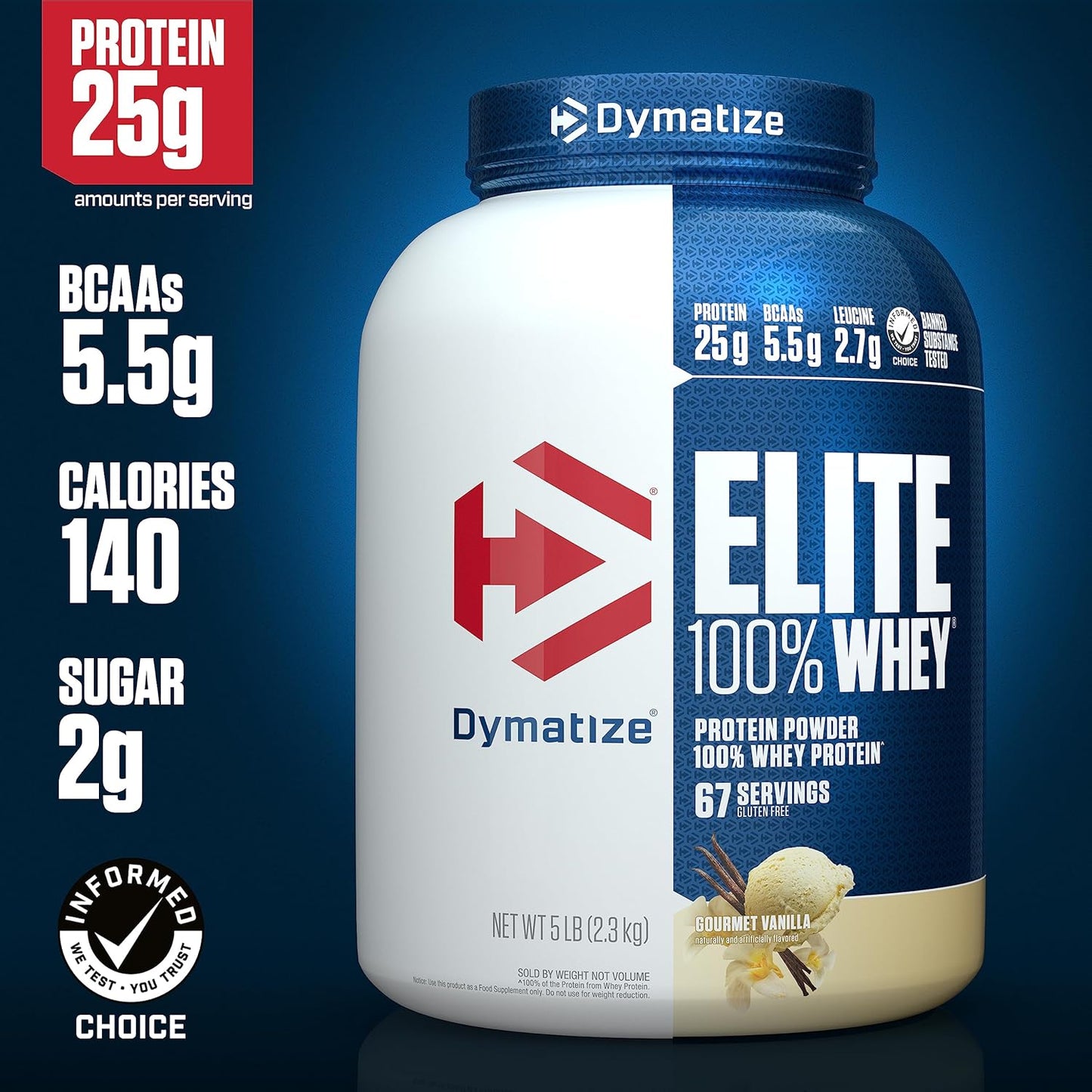 Dymatize Nutrition Elite 100% Whey Protein - 5 Lbs (Gourmet Vanilla)