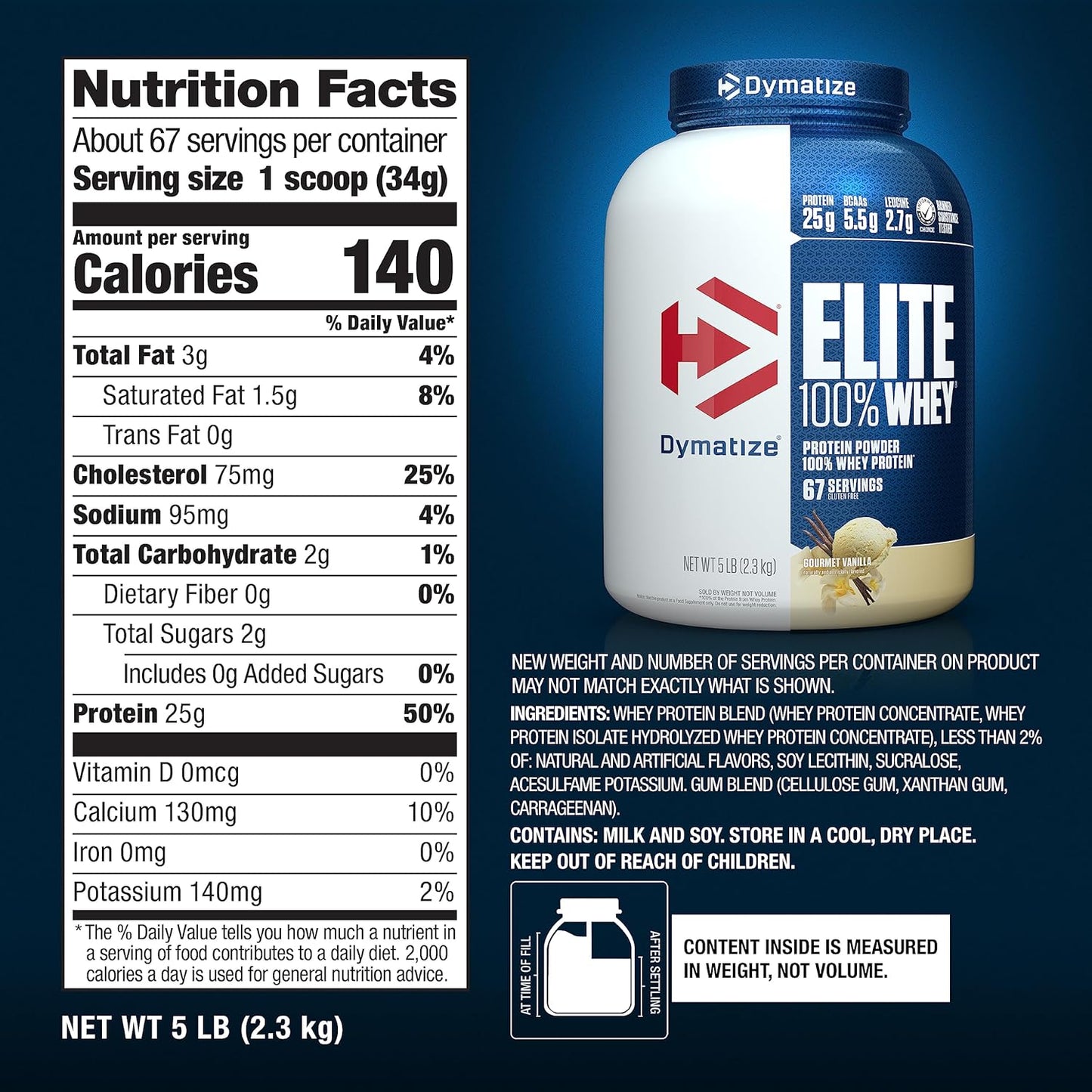 Dymatize Nutrition Elite 100% Whey Protein - 5 Lbs (Gourmet Vanilla)