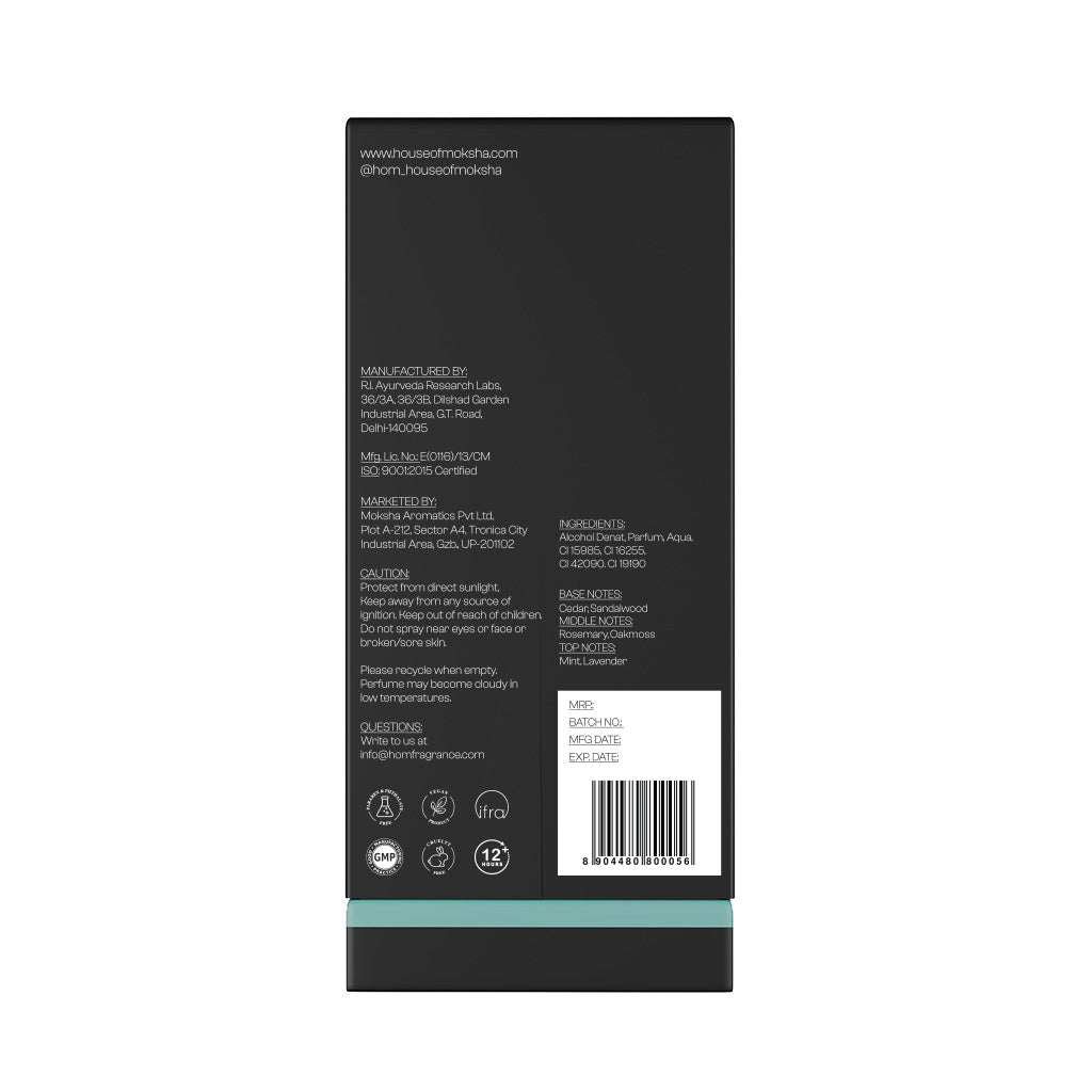 House of Moksha Aqua Terra Eau De Parfum - 70ml Unisex Perfume with Mint, Lavender, Rosemary and Oakmoss Notes, Anchored by Cedarwood and Sandalwood for a Fresh Aquatic-Woody Finish