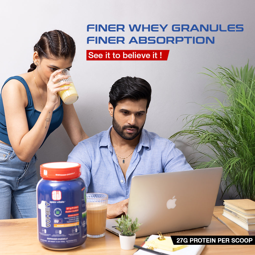 Apex Vitals 1 Whey - Grass-Fed Whey | 27g Protein, 10g EAA, 5g BCAA | Concentrate 80-60%, Isolate 86-40%, Digestive Enzymes | FDA, EFSA & FSSAI Certified|Swiss Triple Chocolate - 2lbs, Shakers, Samples