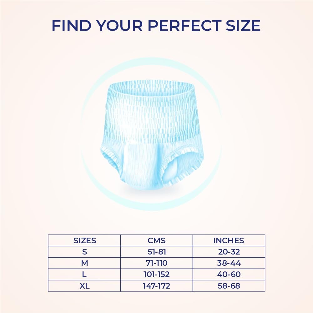 MediSORB Adult Diaper Pants | Small (S) |Waist 51-81 cm (23-32 inches) |High Absorbency -15 Hrs |Rash-Free |Leakproof |Breathable |Odourless |Elastic Waist |Unisex - Men & Women | 10 Units, Pack of 1