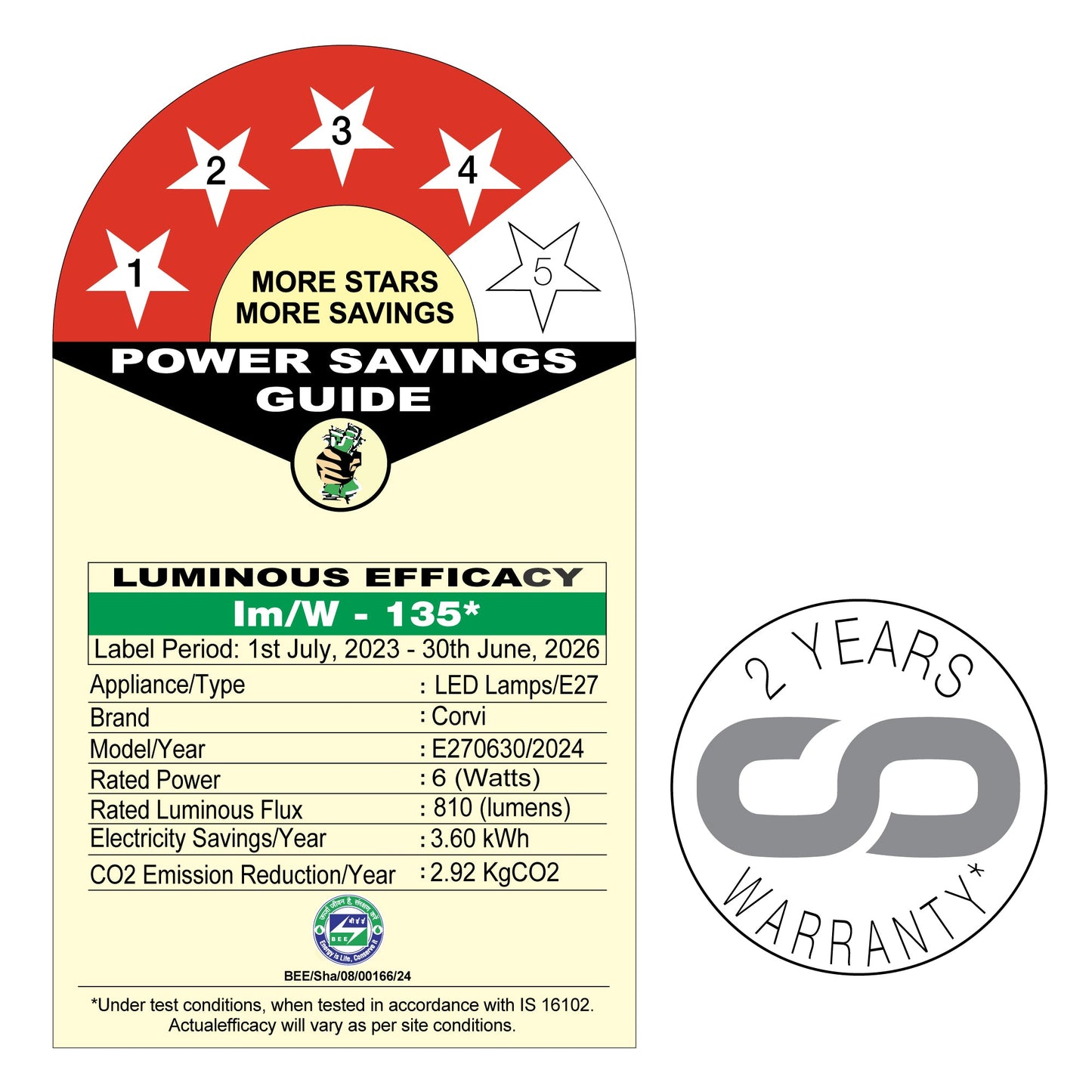 CORVI LED Bulb | 9 Watts illumination using 6 Watts power| Industry’s Best 4 star Rated Energy Saving LED Bulb | E27 Base, Compact, Non-Protruding, Dimmable | 3000K Warm White (Pack of 10)