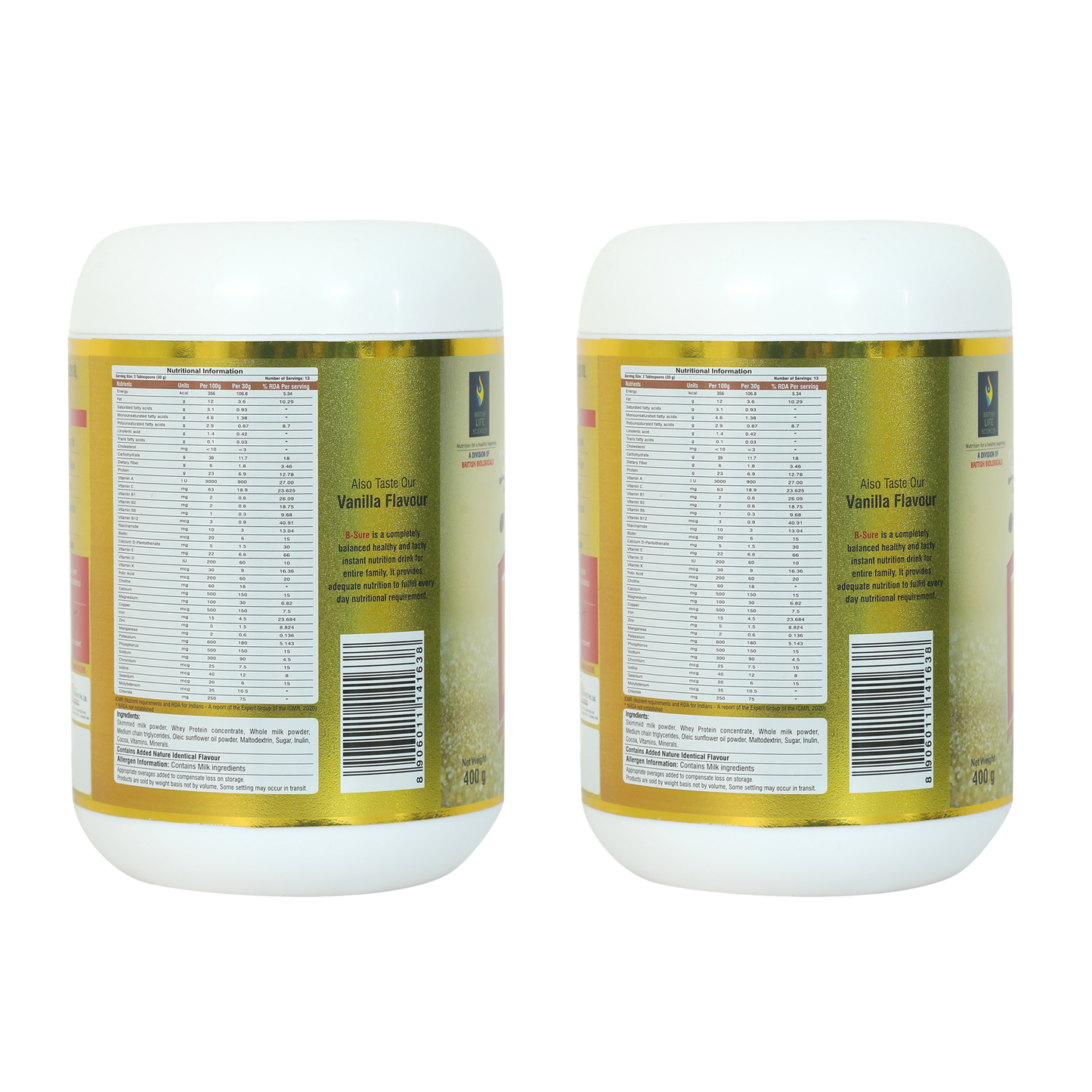 Bsure - For a Life Without Health Limits | Complete balanced Nutritional supplement | Immune Booster| with 3 Vital Oxidants | Delicious Dutch Chocolate Flavour |400 g (Pack of 2)
