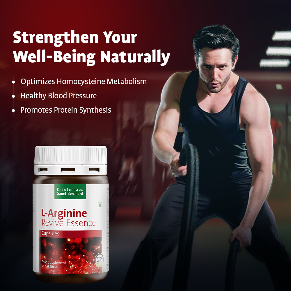 Sant Bernhard L-Arginine Capsules with B-Vitamins | With B12, B1, B6, Folic Acid & Riboflavin | Supports Energy, Blood Circulation & Heart Health | Vegan, Non-GMO | 1-Month Supply | 60 Capsules