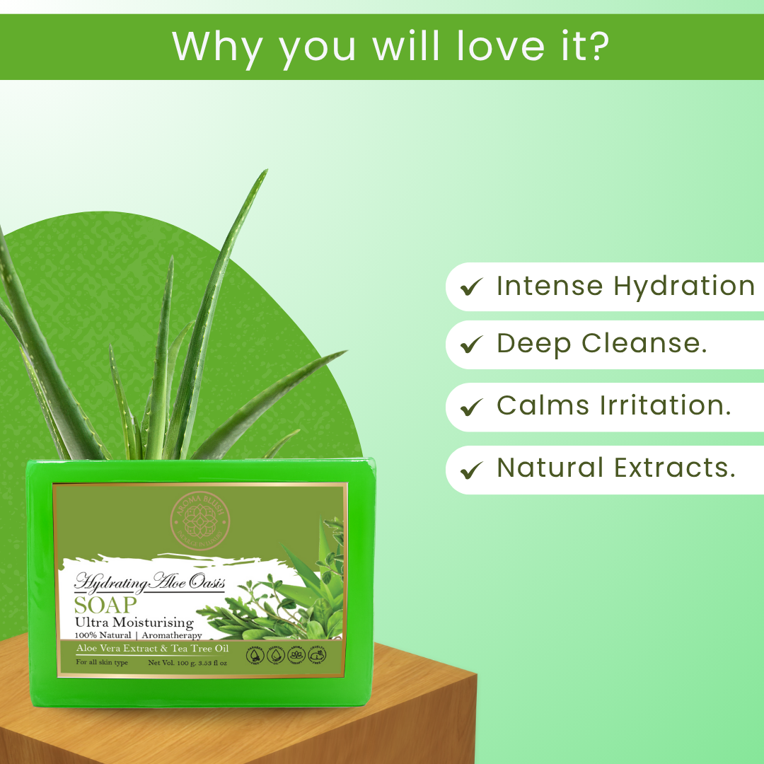 AROMABLUSH Hydrating Aloe Oasis, Refreshing Mint Breeze & Glowing Argan Bliss Combo Soap
