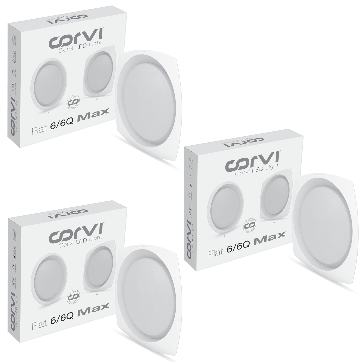 CORVI LED Flat 6Q Square 15W False Ceiling Panel Light | Slim, Compact, Driverless & Dimmable | Backlit for Maximum Output | Warm White 3000K (Pack of 3)