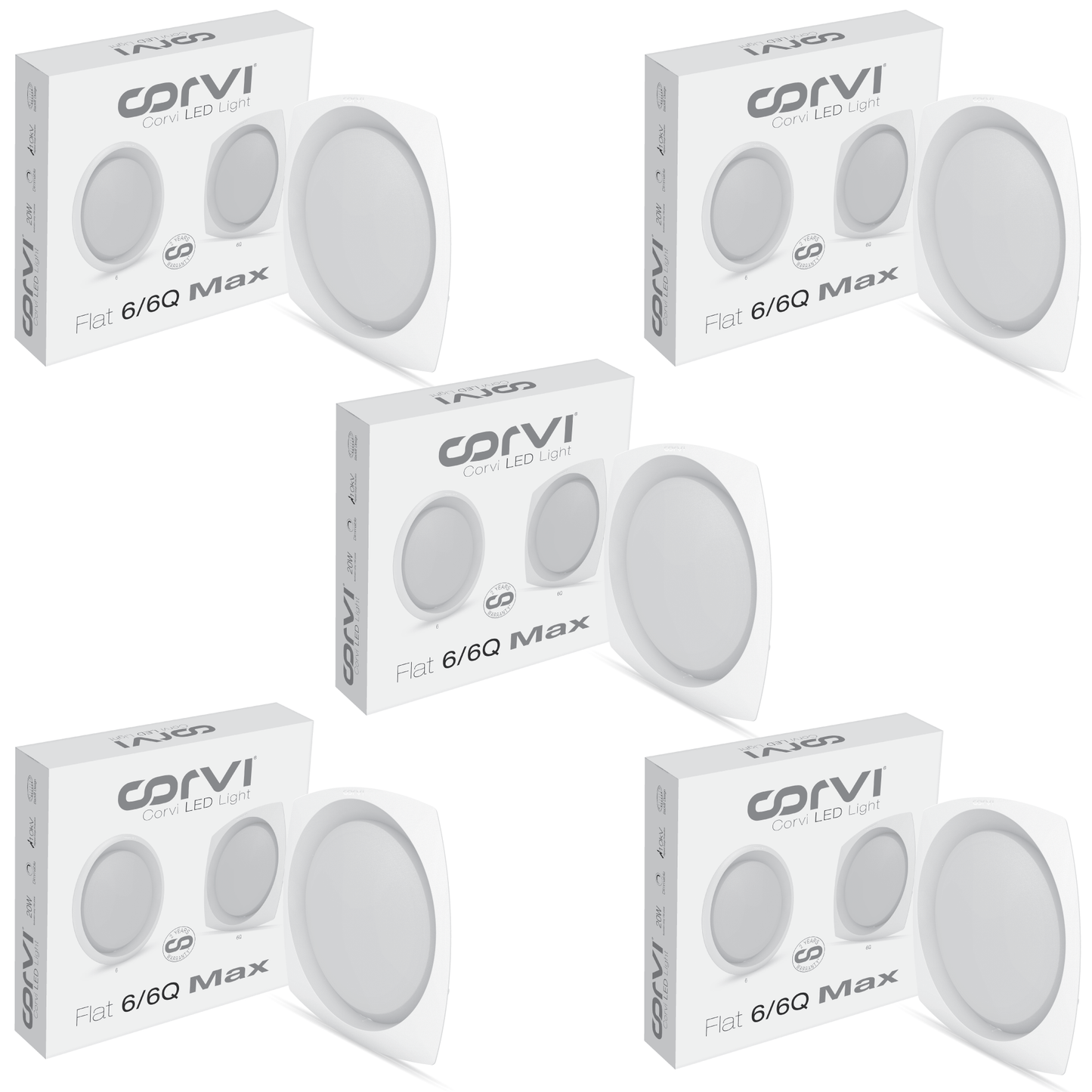 CORVI LED Flat 6Q Square 15W False Ceiling Panel Light | Slim, Compact, Driverless & Dimmable | Backlit for Maximum Output | Warm White 3000K (Pack of 5)