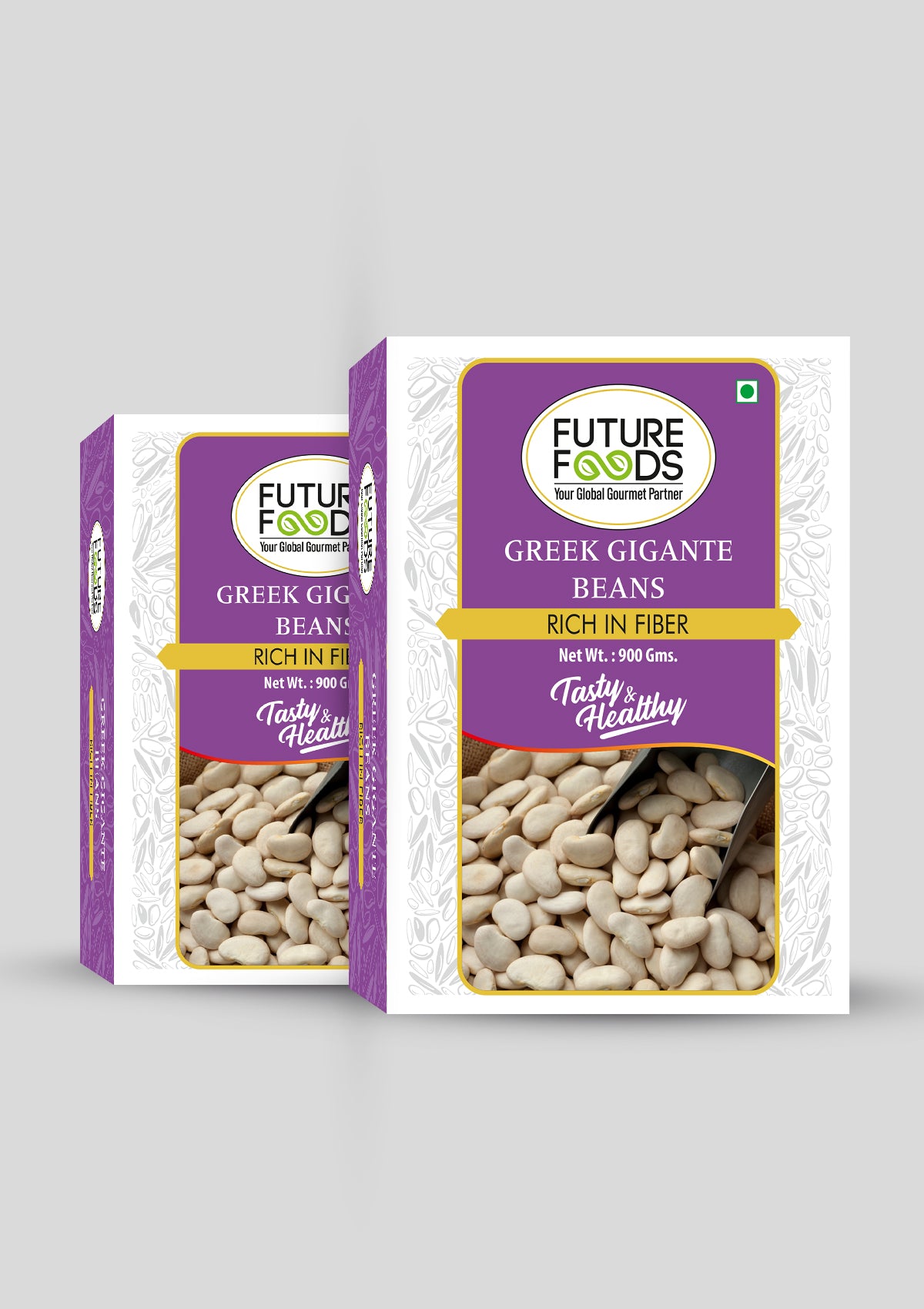 Future Foods Greek Gigante Beans | Double Butter Beans | Protein Rich | Good Source of Soluble Fiber & Vitamin A | Sweet & Mild Taste | Meaty Texture | Gluten Free | Low in Fat Content | 900g (Pack of 2)