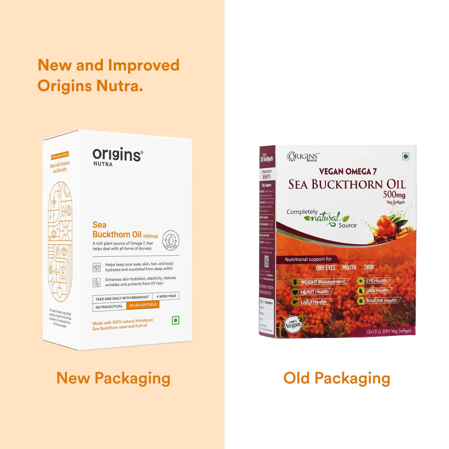 Origins Nutra Sea Buckthorn Oil |Reduce Wrinkles & Pigmentation, Supports Skin Hydration & Elasticity | Sea Buckthorn Oil | GMP Certified | For Men & Women | 28 Capsules Pack of 3