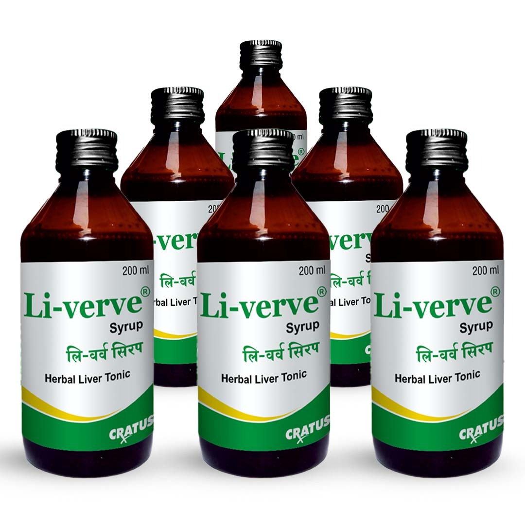 Cratus Li-verve Syrup Is a Ayurvedic Liver Tonic Protects From Liver diseases 200ml (Pack of 6)