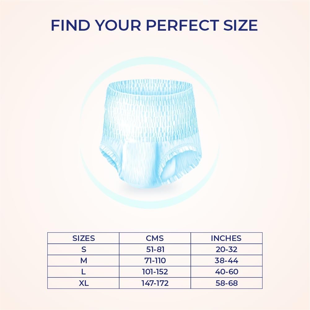MediSORB Adult Diaper Pants | Medium (M) |Waist 71-110 cm (28-44 inches) |High Absorbency -15 Hrs |Rash-Free |Leakproof |Breathable |Odourless |Elastic Waist |Unisex- Men & Women | 20 Units, Pack of 2
